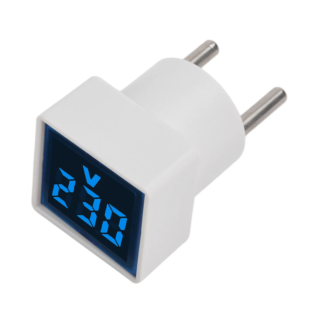 AC 220V 50~500V Voltmeter Indicator 30MM Square EU Plug LED Digital Voltage Monitor Indicator Power Line Electrican Test