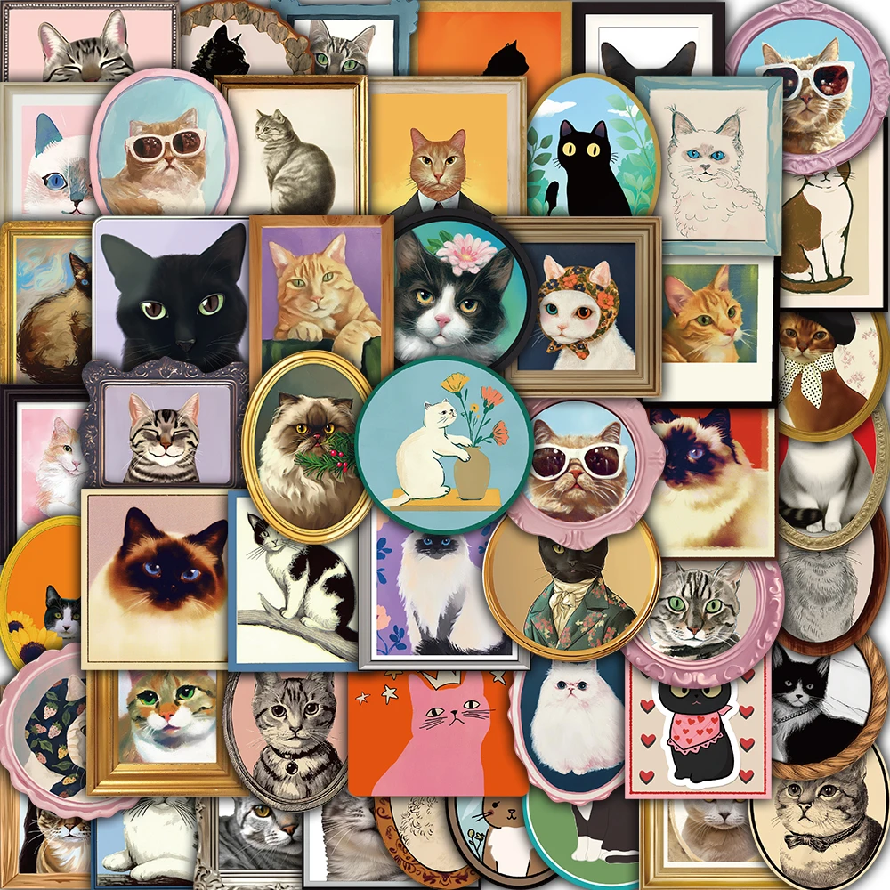 50 adet sevimli kedi etiket dizüstü hediye bagaj Scrapbooking kırtasiye su geçirmez Graffiti kahve telefon kırtasiye karikatür etiket