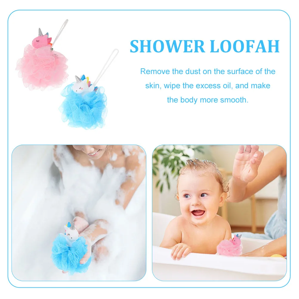 

2pcs Shower Cleaning Ball PE PVC Material Body Sponge Loofah Exfoliating Foaming Tool Bath Dust Oil Remover Safe Storage