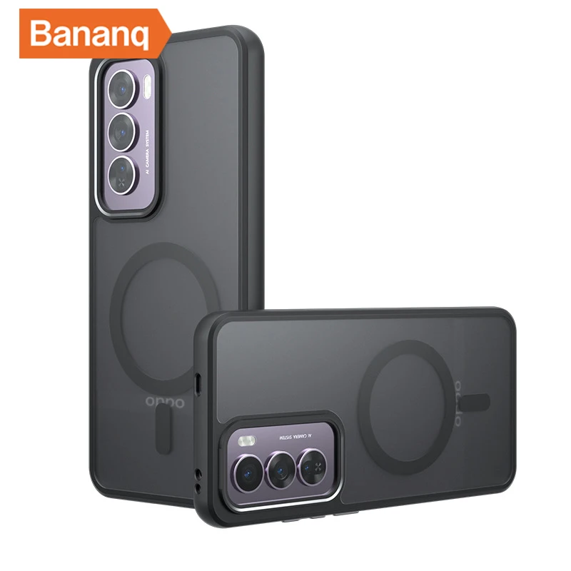 

Bananq For Magsafe Shockproof Matte Case For OPPO Reno 12 11 Pro 12F 11F 11A Magnetic Phone Cover For OPPO F25 F27 Find X8 Pro