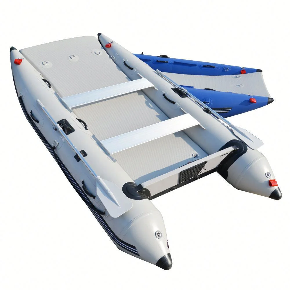 11.8ft Sport Catamaran Inflatable Boat Surfing Mini Power Yacht Folding Feature PVC Hypalon Material 1.2mm Thickness Lake Use