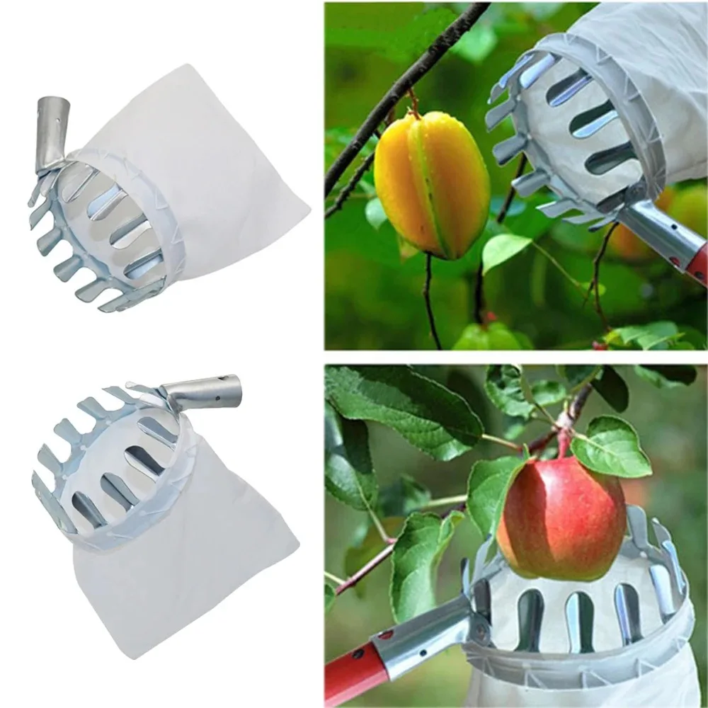 Imagem -03 - Metal Fruit Picker para Orchard High Tree Picking Tools Catcher Collection Pouch Suprimentos de Jardinagem Apple e Pêssego Fazenda e Jardim