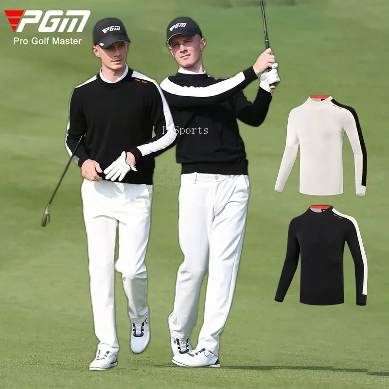 Pgm Winter Men Golf Clothes Long Sleeve Golf Sweater Male Outdoor Sports Leisure Sweater Shirt Crew Neck Casual Pullover M-XXL