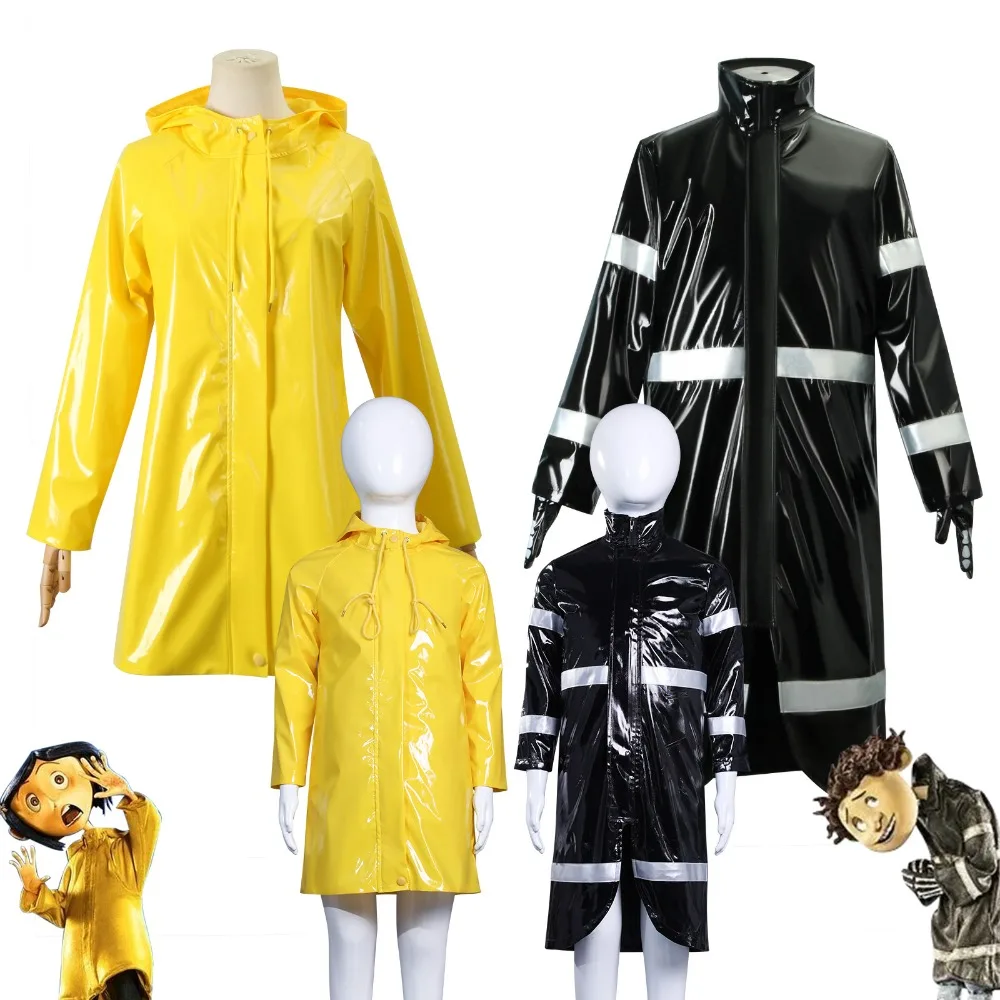 

Coraline Animated Film Coraline Jones Cosplay Costume Character Yellow Raincoat Accessory Complete Set for Children and Adults