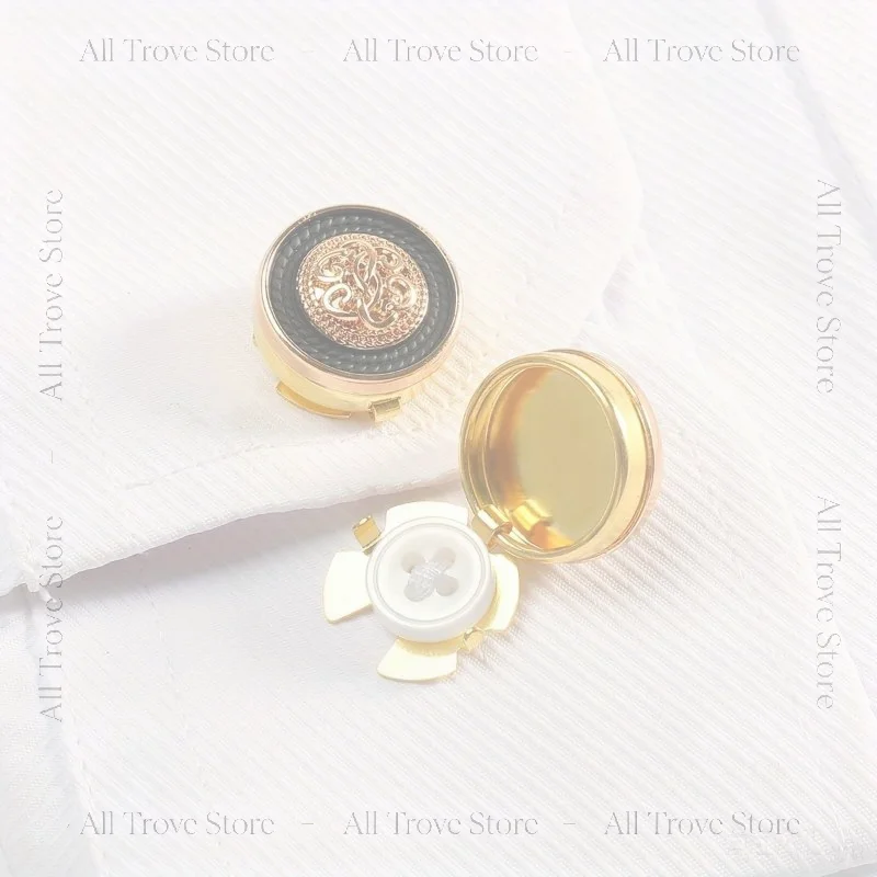 2Pcs Retro Metal Cufflinks Fashion Shirt Button Cover Suit Accessory Christmas Holiday Gift Clothing Decoration Buttons