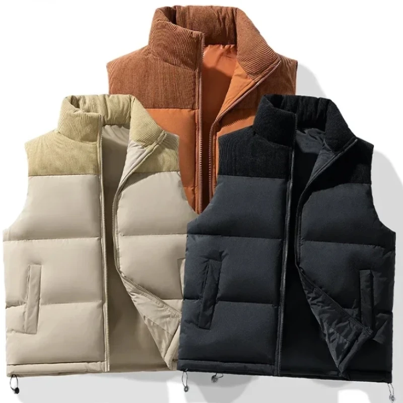

Sleeveless Zipper New Vests Clothes Men's Loose Casual Jacket Men Vest Autumn Jackets Thick Vests Coats Male Cotton-Padded Vest