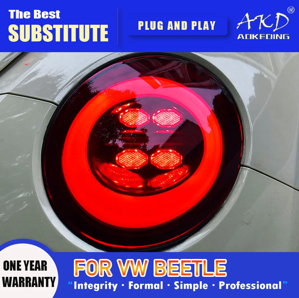 AKD Tail Lamp for  VW Beetle LED Tail Light 2006-2012 Beetle Rear Fog Brake Turn Signal Automotive Accessories