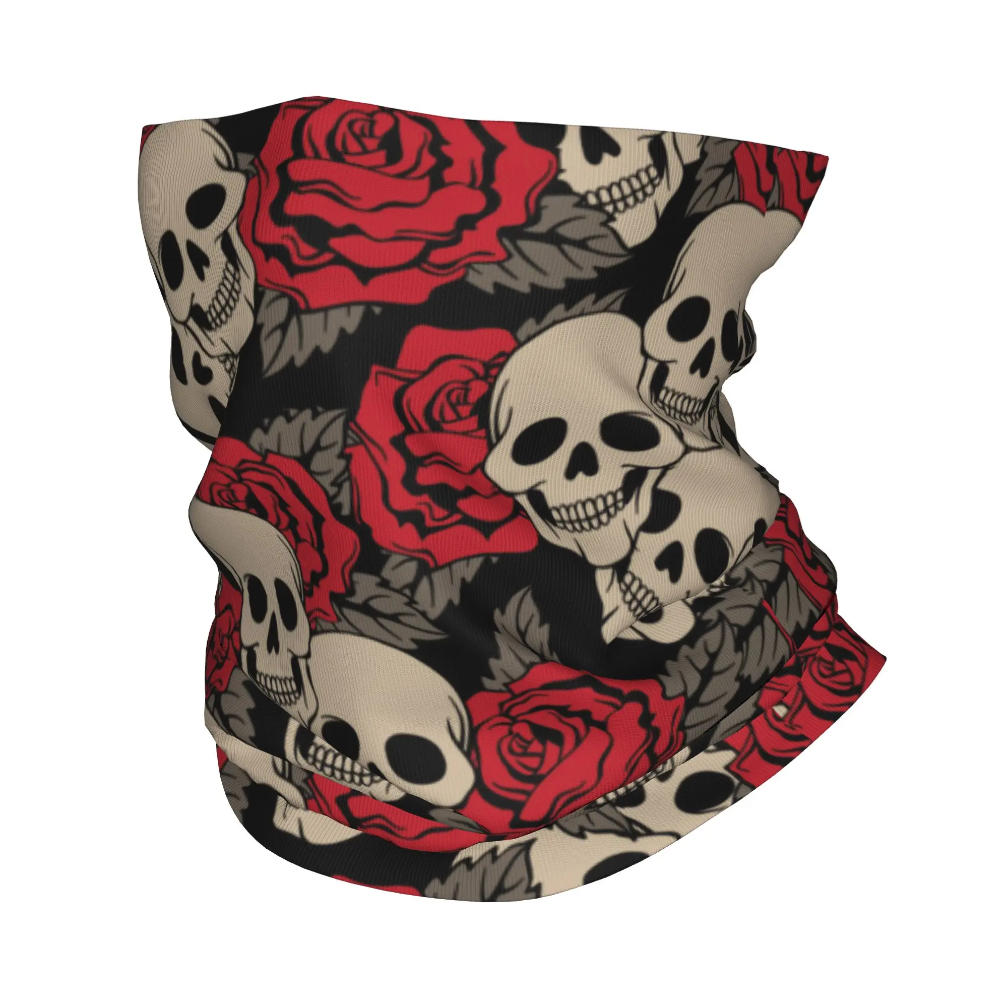 Roses and Skulls Bandana Winter Neck Warmer Men Windproof Wrap Face Scarf for Ski  Gaiter Headband