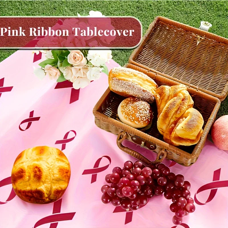 3 stücke rosa Band Brustkrebs Bewusstsein Einweg Tischdecken, 54 "x 108"-perfekt für Support-Events & Party dekorationen – Detail 4
