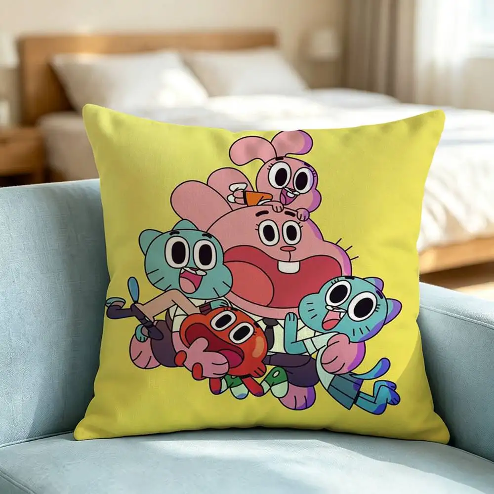 The Amazing World Of G-Gumball  Square Double-Sided printed Pillow Case Bedroom Bedside Pillow Sofa Cushion Cover Gift