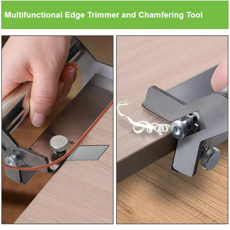 Multifunctional Edge Trimmer and Chamfering Tool, Stainless Steel Edge Band Cutter with Replaceable Alloy Blade for Woodworking