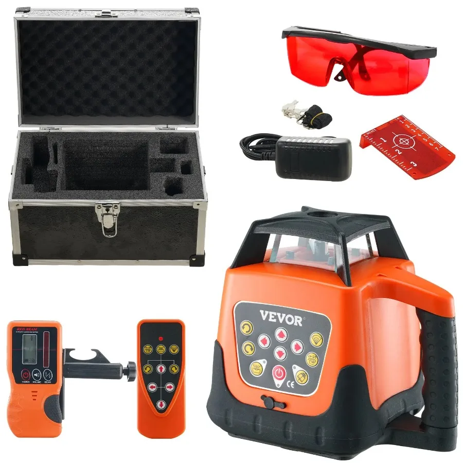 Laser Level 1650ft 360 Degree Self Leveling Red Cross Line Laser 5 Rotation Speeds and 4 Scanning Angles Adjustment IP66 Water