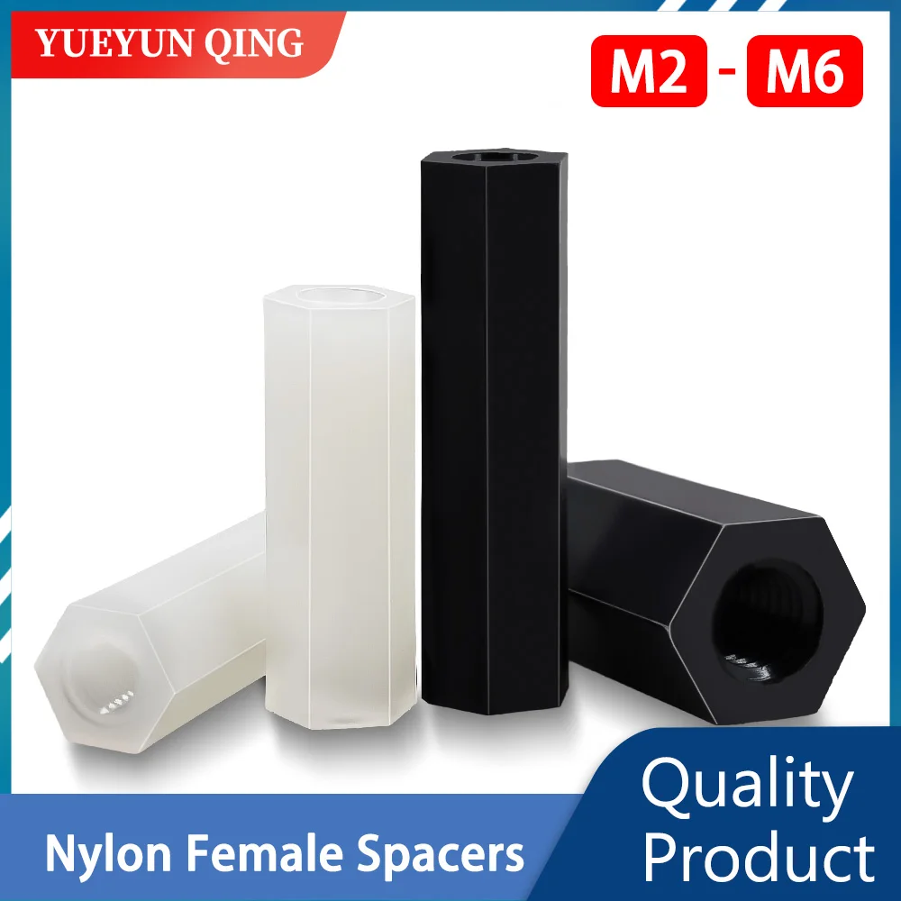 Female Hex Nylon Standoff Metric Thread Hexagonal Spacers Spacing Screw M2 M2.5 M3 M4 M5 M6 Black White Motherboard Rack Column