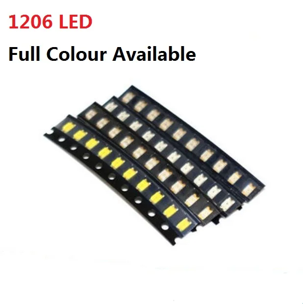 Free Ship 100pcs 1206 SMD LED Red Yellow Green Warm White Blue Orange Purple Light Emitting Diode Super Bright High Quality Bead