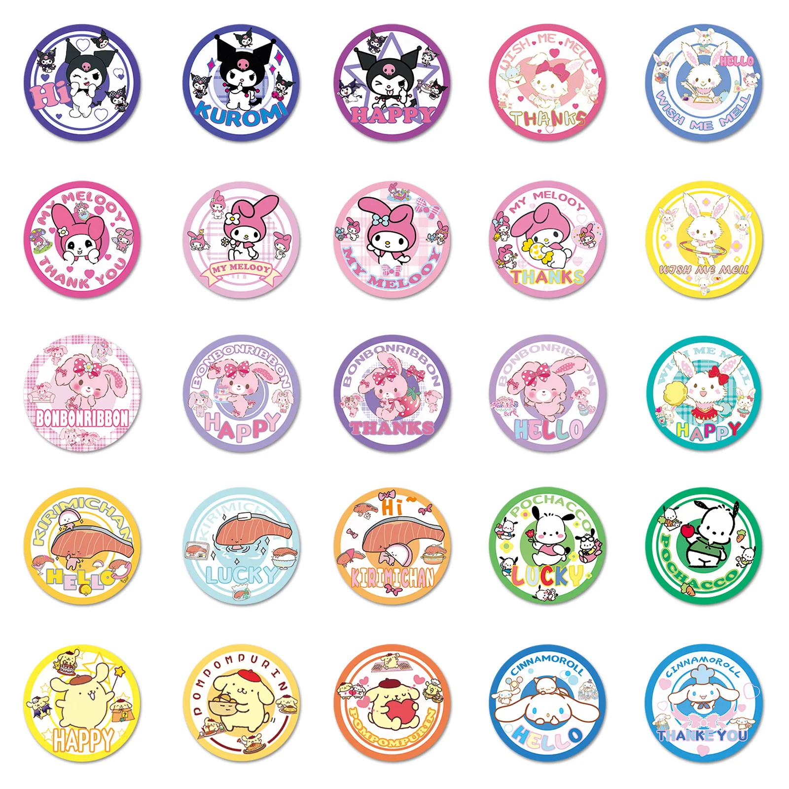 50ชิ้นตรา SANRIO การ์ตูนน่ารักเมโลดี้สติกเกอร์กันน้ำ Cinnamoroll