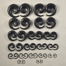 1 Par Acrílico Preto Orelha Espiral Expander Ear Plugs Espiral Orelha-Piercing Maca Corpo Jóias 1.2mm-24mm Piercing Jóias