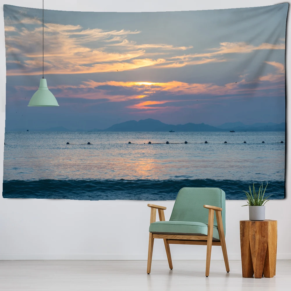 Sunset Sea Level Landscape Tapestry Wall Hanging Bohemian Aesthetics Nature Art Home Dorm Living Room Decor