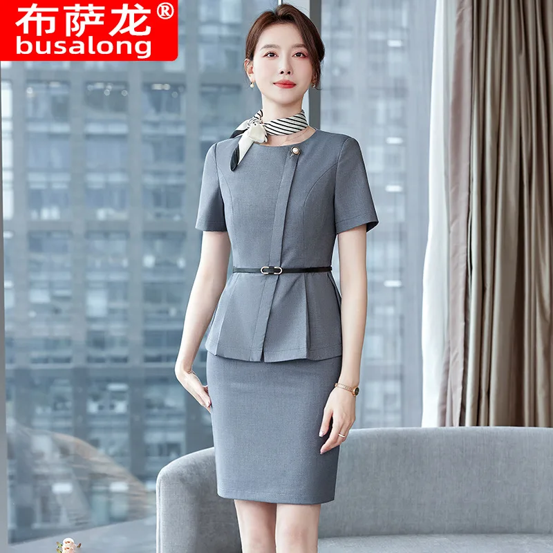 

New Business Short Skirt Suit Spring and Autumn Temperament Goddess Style Hotel Receptionist Uniform Beautician Jewelry Shop Wor