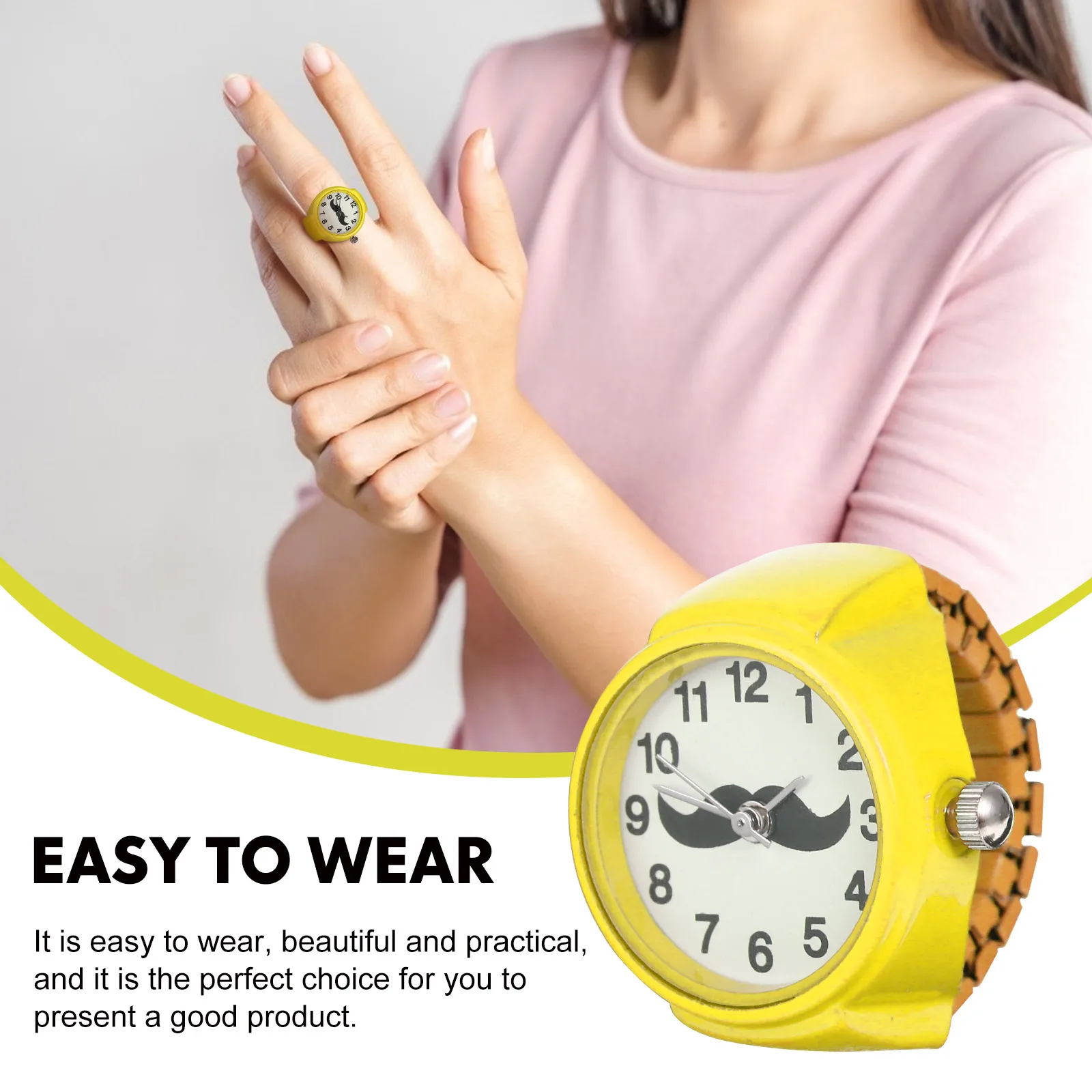 

Digital Watch Stylish Ring Women Finger Watches Round Decorative ABS Safe Gentle Easy Beautiful Practical Retro