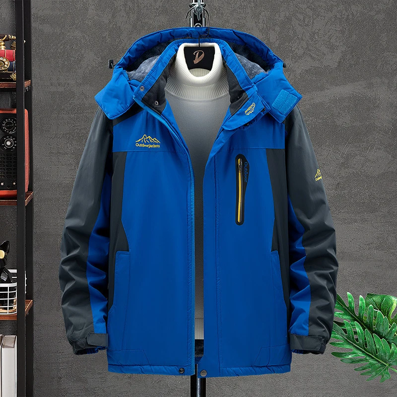 plus Size Windproof Waterproof Fleece Jacket Unisex Outdoor Hiking Skiing Group Suit Men's Women's