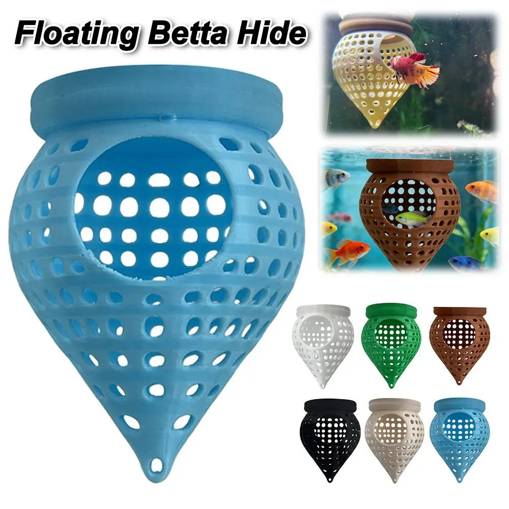 Durable Cone Floating Betta Hide Suspended Aquarium Decor Fish Rest Area Shrimp Cave for Betta Shrimp Small Aquatic Pets