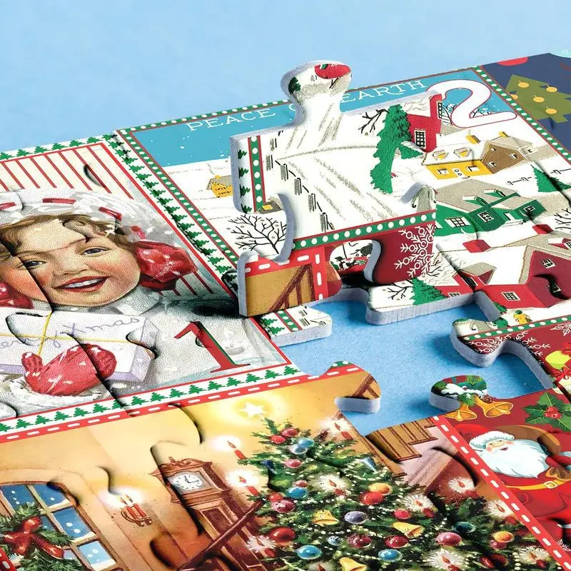 2025 25 Days 1008pcs Christmas Puzzle Advent Calendar 2024 Christmas Countdown Calendar Blind Box Christmas Puzzle Gift