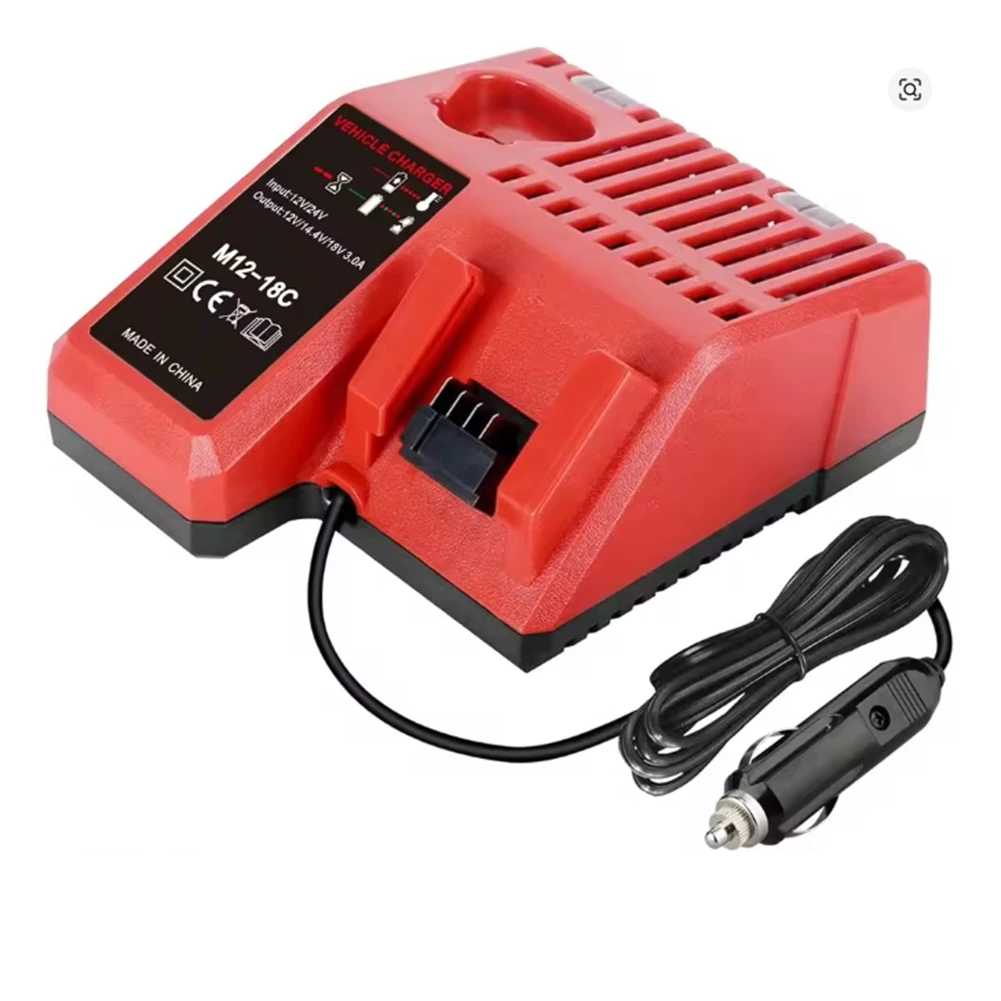 Compatible Battery Charger for Milwaukee 12V 14V 18V M18 M12 Battery Plug with LED Indicator Light Car Charger view 3