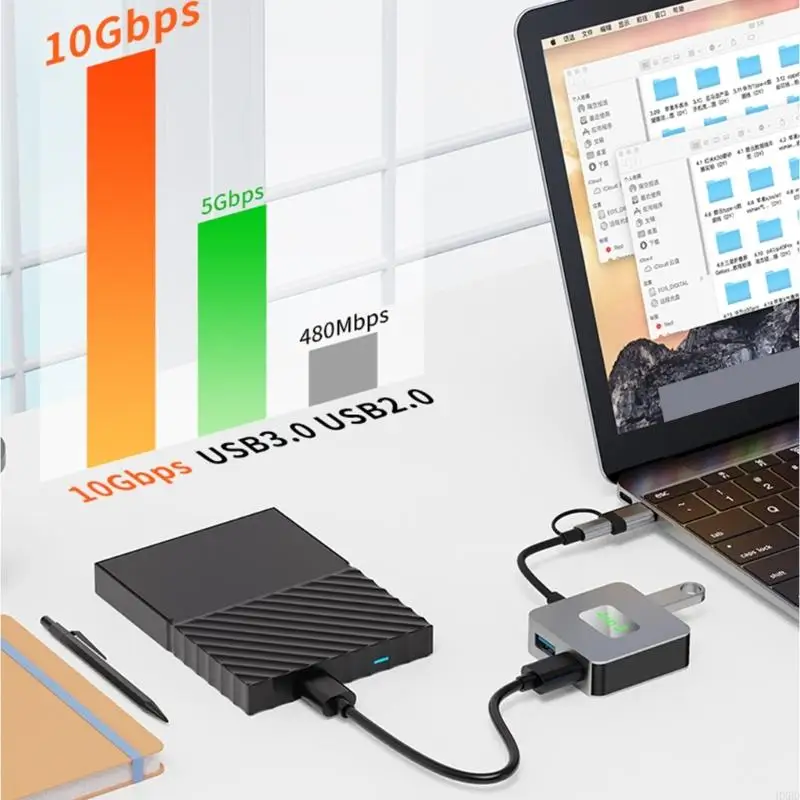 2025 جديد USB C+USB مع 4 منفذ USB 3.2 محول نقل البيانات عالية السرعة