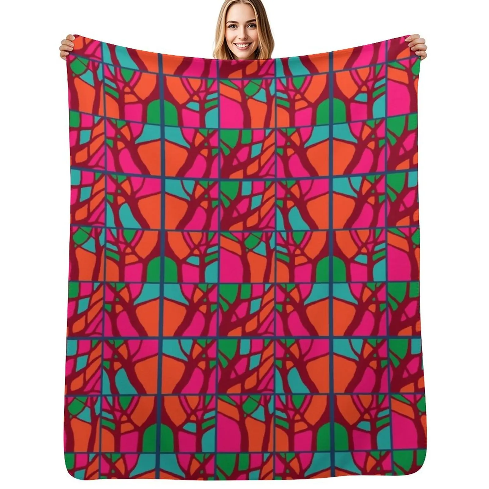 

Mosaic Tree-Contemporary Throw Blanket Fashion Sofas Single Decorative Throw Blankets For Sofas Blankets