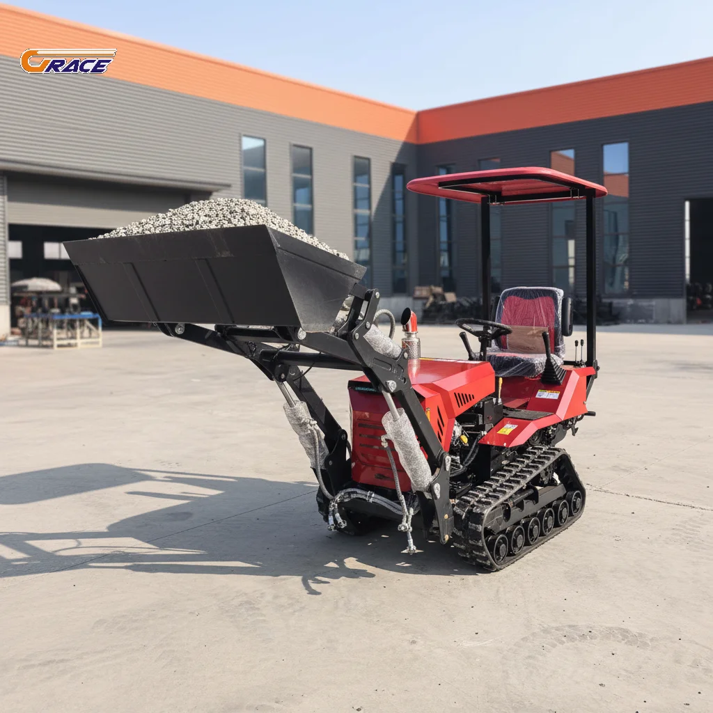 

Customize Orchard farm tractor equipped with ditching rotary tiller excavator bucket and bulldozer