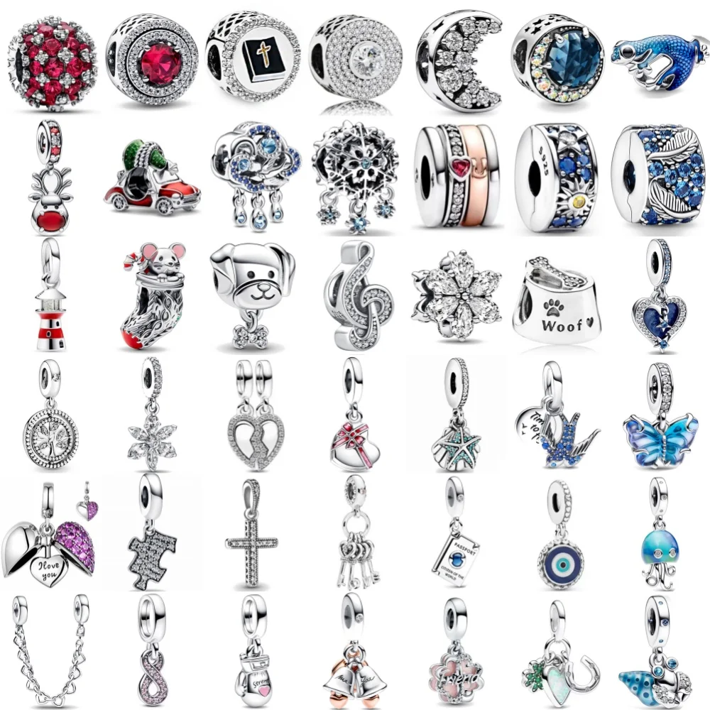 Hot selling 925 Silver Moon, Feather, Swallow, Cross Bead Pendant Suitable for Original Bracelet DIY Accessories Charm Jewelry