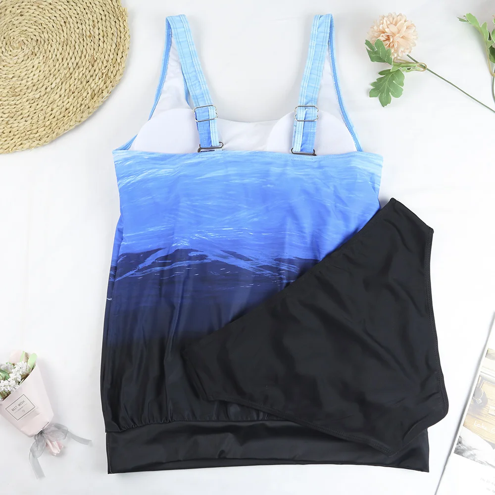 طقم بكيني CPUTAN-Tankini للنساء ، ملابس سباحة للتحكم في البطن ، بدلة سباحة برازيلية ، ملابس بحر ، ملابس سباحة ، مقاس كبير ، 2 ، خمر #4