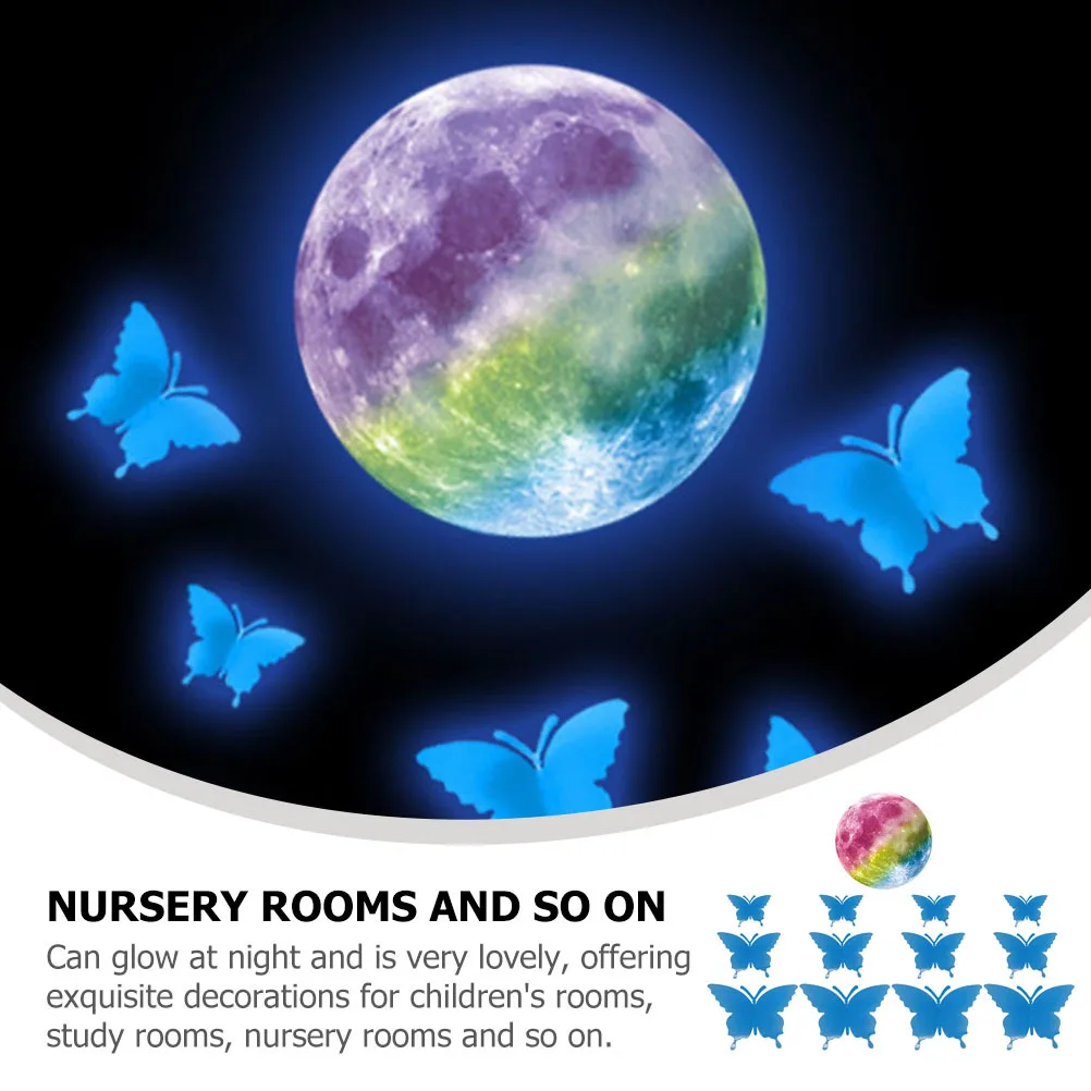 สติ๊กเกอร์ผีเสื้อเรืองแสงติดผนัง 1 ชุด ของตกแต่งเรืองแสง DIY สำหรับห้อง สติ๊กเกอร์ผีเสื้อเรืองแสงในที่มืด