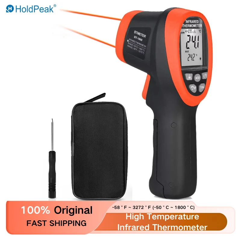

Digital Infrared Thermometer BT-1800,Handheld High Temperature Pyrometer Gun Non Contact Measuring -58~3,272℉,50:1 IR Laser