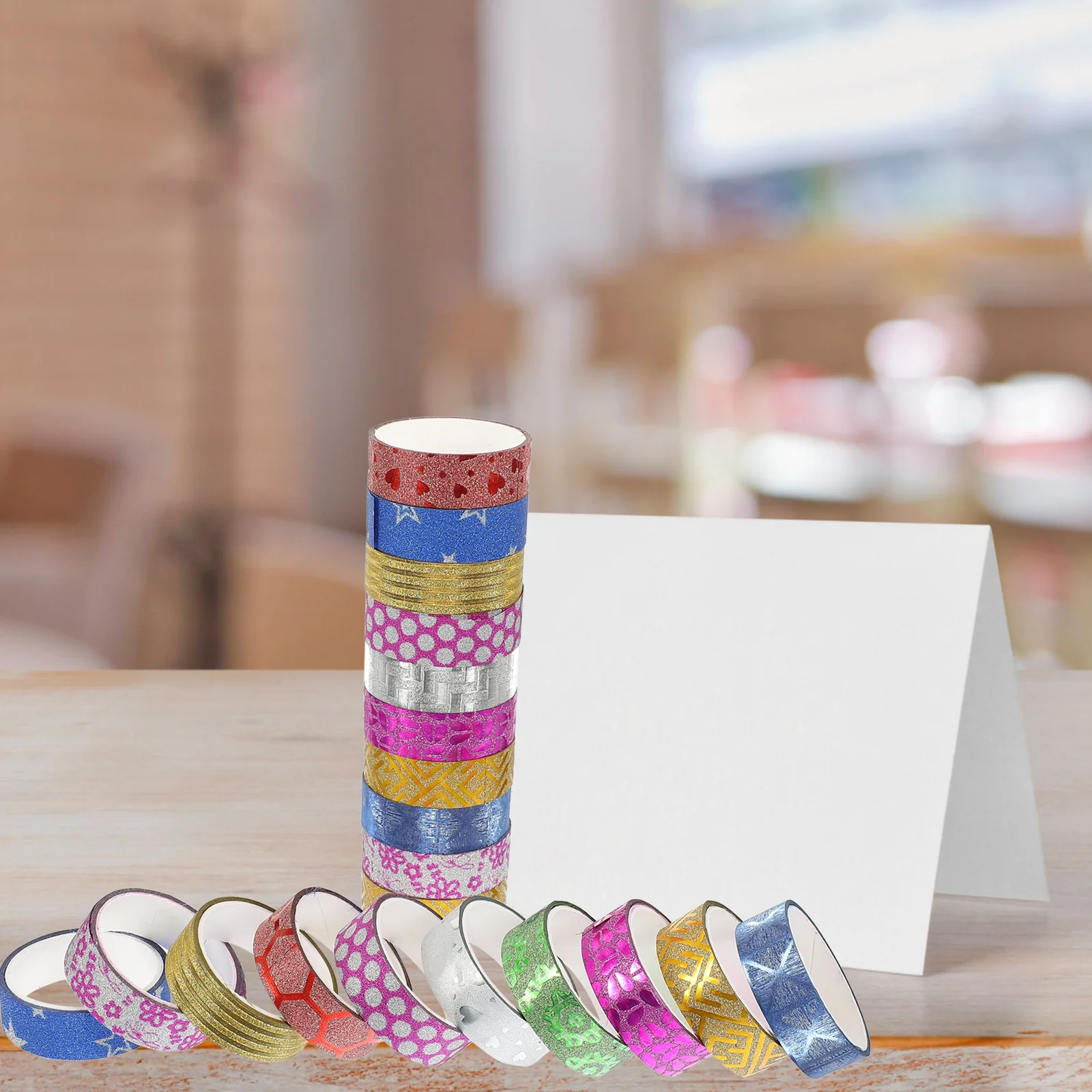 100 لفة فلاش وشريط ورقي ملون ذاتي اللصق لتقوم بها بنفسك مجموعة أشرطة اشي لمشاريع ألبوم المجلات الحرفية الزخرفية #6