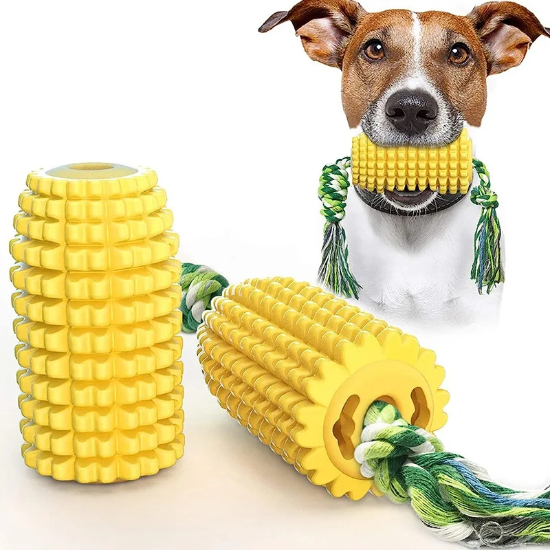 

New Pet Toothbrush Toy Clean Teeth Interactive Corn Dog Toys Aggressive Chewers Dog Chew Toy