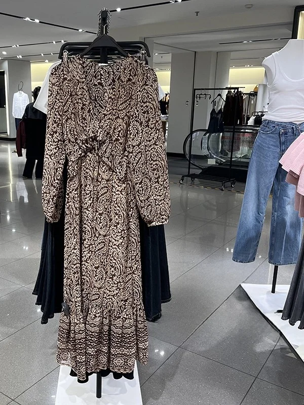 Primavera verão nova chegada feminina midi dr v-ne impresso em camadas decoração longa sve el sle faion senhoras dr