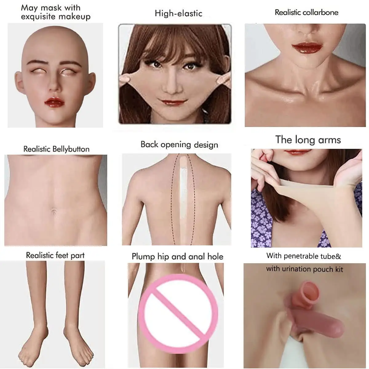 Silicone Big Boobs Fack Vagina Full Body Suit With Head and Foot Male to Female Cosplay Costume For Man Crossdressing Trans