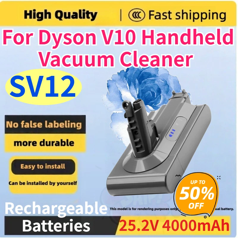 For Dyson V10 Handheld Vacuum Cleaner Rechargeable Battery 4000mAh 25.2V SV12 Lithium Replacement Battery Fast Shipping