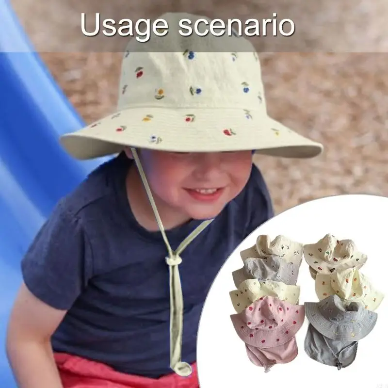 

Kids Sun Protection Bucket Hat Lightweight Breathable Summer Basin Caps for Boys and Girls Ages 3-10Y with Neck Flap A2UB