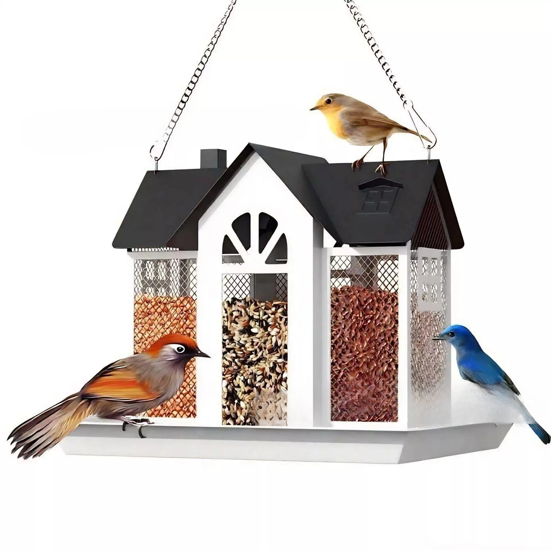 Hanging Metal Bird Feeder Iron Squirrel Hummingbird Feeder Garden Yard Decor Ornament