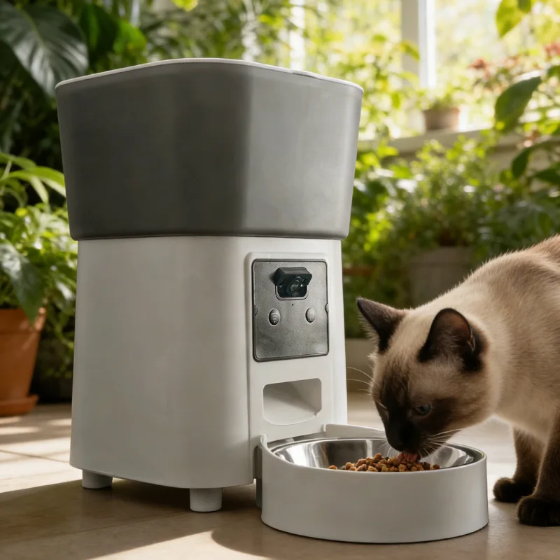 

New Smart Automatic Pet Feeder with Camera, Timed Portion & Voice Remote Control, Video Self-Service Dispenser for Cat Dog