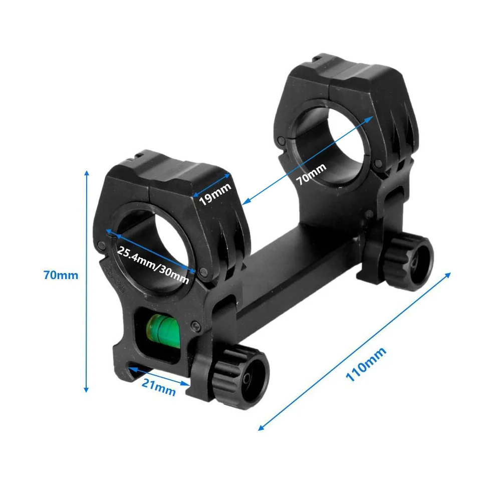 Black One-Piece Quick Detach Scope Mount with Bubble Level 25.4mm/30mm Dual Ring Scope Leveler Hunting Accessory QG440S