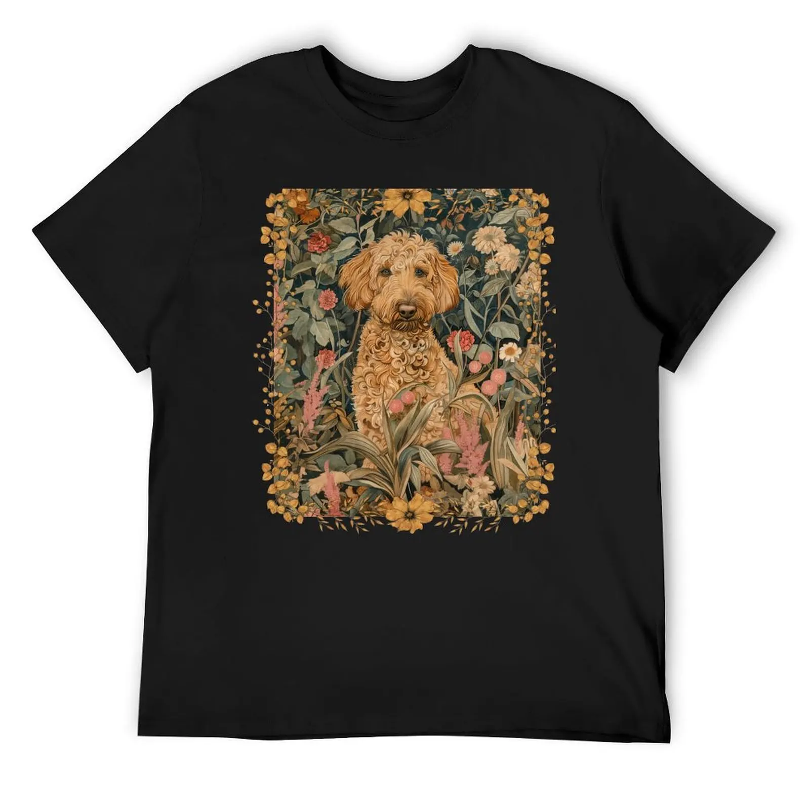 

Goldendoodle in a William Morris Flower Garden T-Shirt sweat plain vintage t shirts heavyweights t shirts men