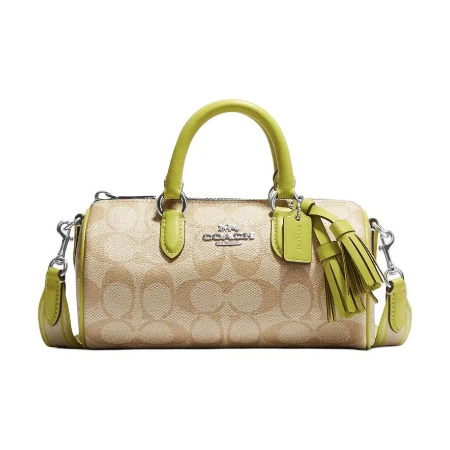 COACH Lacey Coated Canvas With Leather Handbag Small Women's Brown & Yellow CB874-SVVRE
