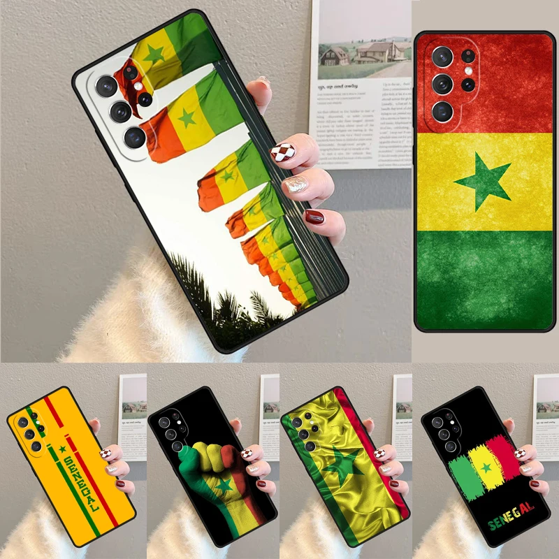 Funda para Samsung Galaxy S24 Ultra, S21, S22, S8, S9, S10E, Note 10, 20 Plus, FE, S23, Bandera de Senegal, Coque