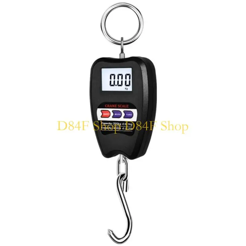 D84F Heavy Duty 200kg Waterproof Handheld Digital Scale ABS Housing Clear LCD Display Home Commercial Use Hanging Hook Design