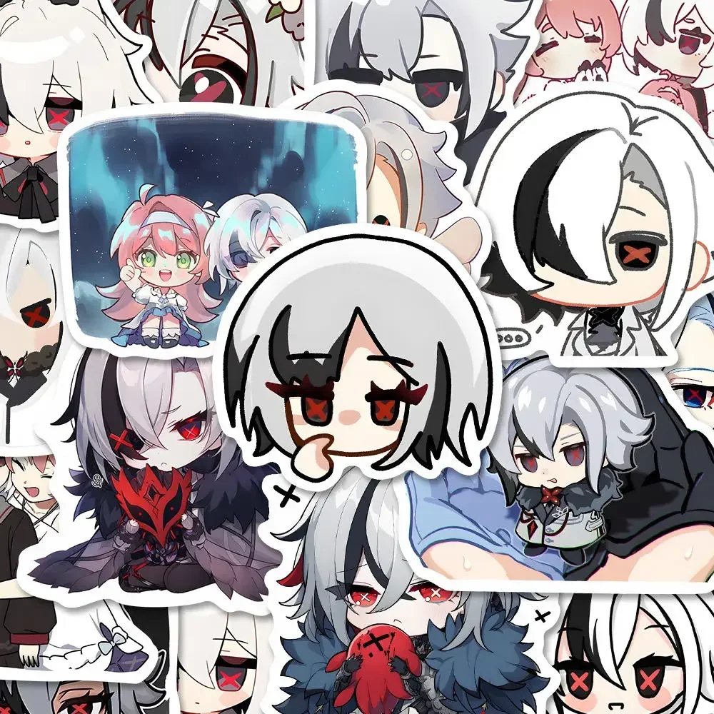 أنيمي جينشين تأثير Knave Arlecchino طالب دراجة نارية دفتر ملصقات كوب ملصق مضاد للمياه هاتف محمول لوحي ملصق