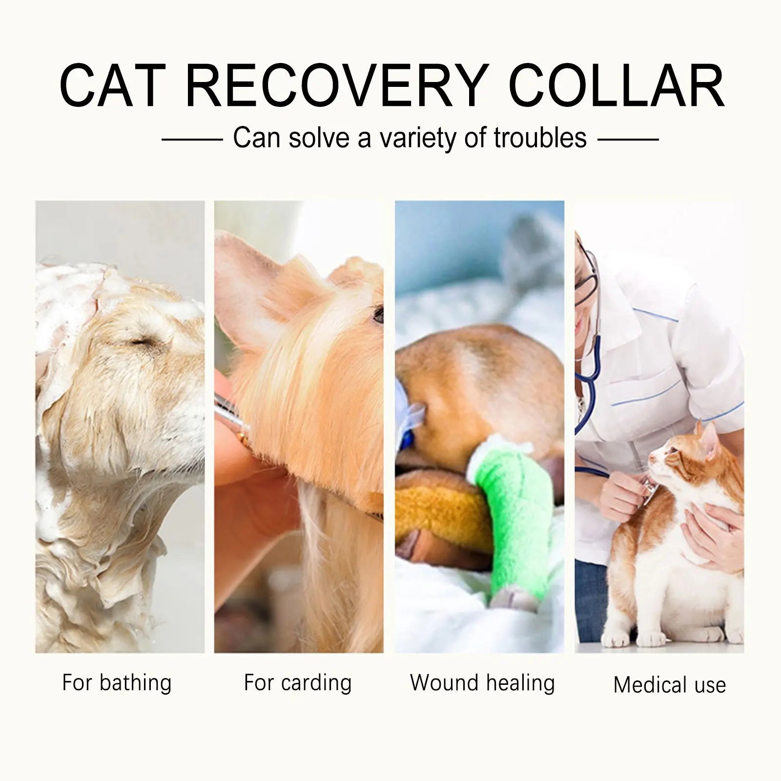 

Pet Recovery Cone Collar Adjustable Lightweight For Cat Dog Wound Healing After Irritation Kitten Puppy Neck