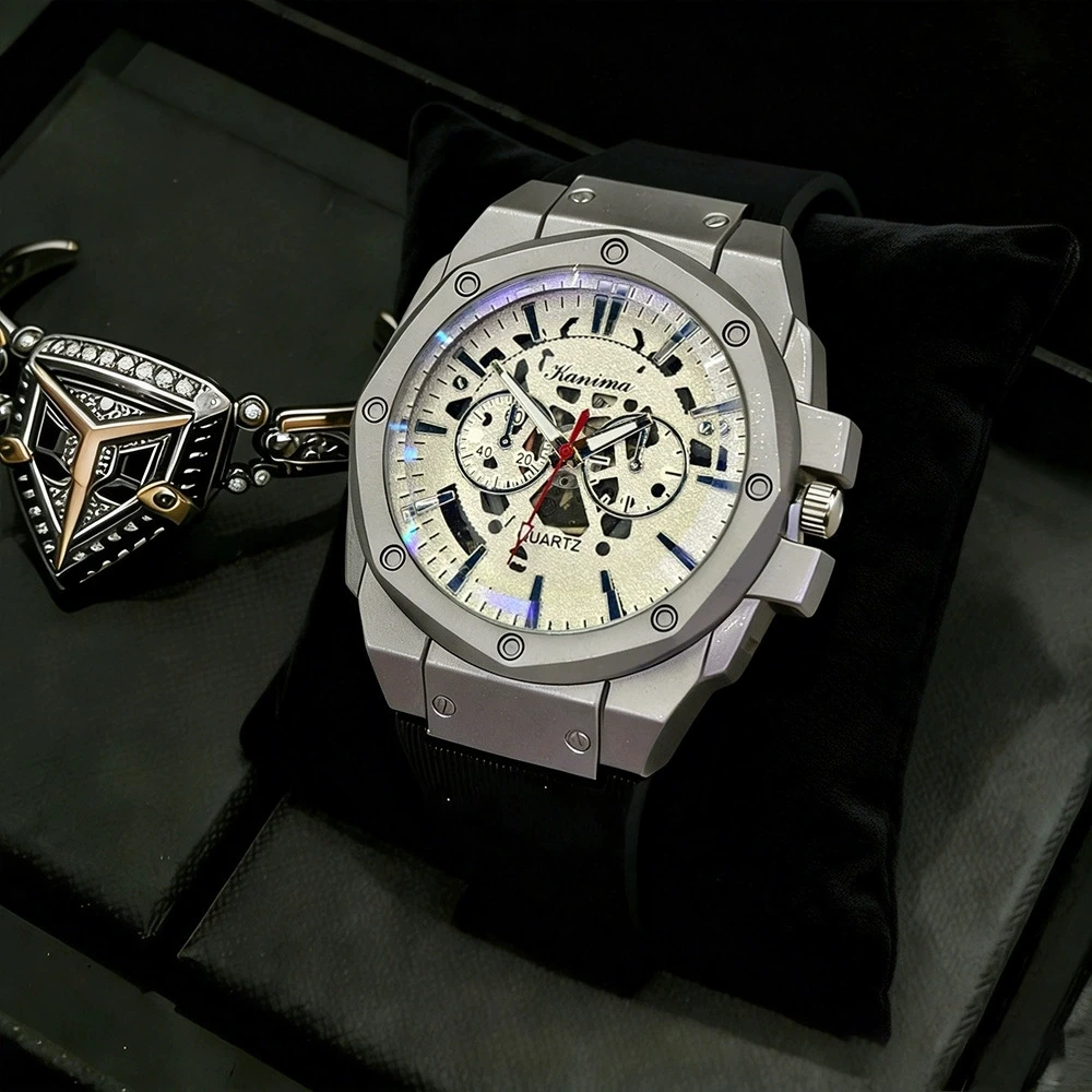 New Fashion Luxury Man Hollow Silicone Watch Men Business Quartz Watches Students Sports Wrist Watches Gifts High Quality Clock